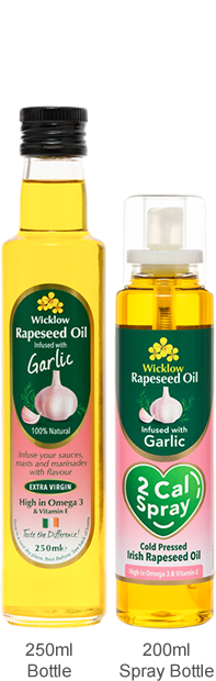 Wicklow Rapeseed Oil Infused with Garlic - 250ml bottle or 200ml spray bottle